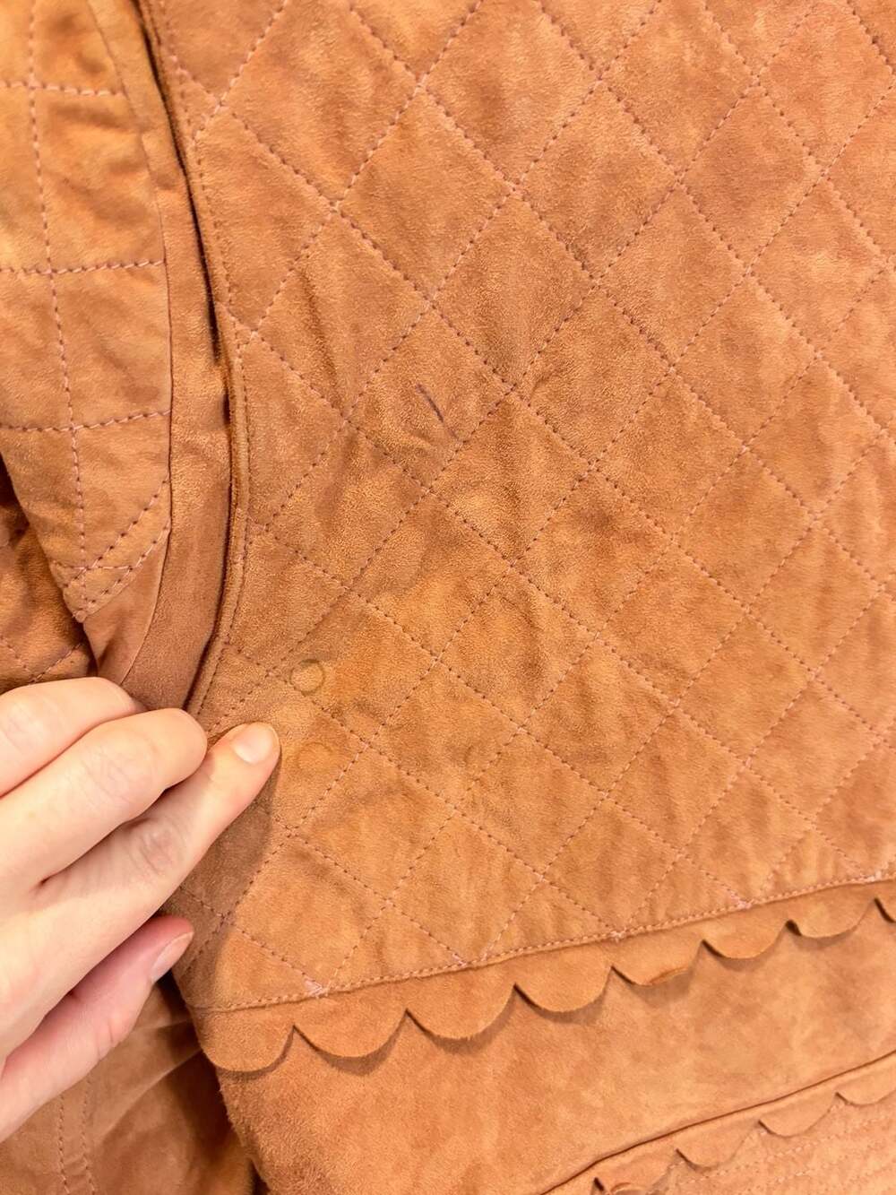 Rare Vintage Luella for Target Suede Moto Jacket Rust Pink Scallop Y2K Leather - Picture 13 of 13